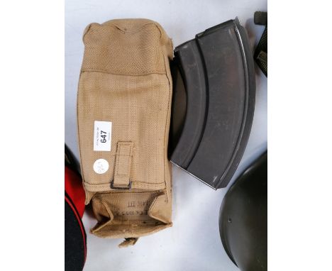 TWO BRITISH ARMY BREN MACHINE GUN MAG TOGETHER WITH POUCH 