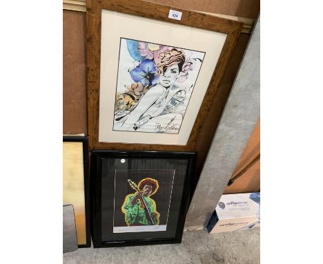 A LIMITED EDITION PRINT OF JIMMI HENDRIX AND FURTHER PRINT 