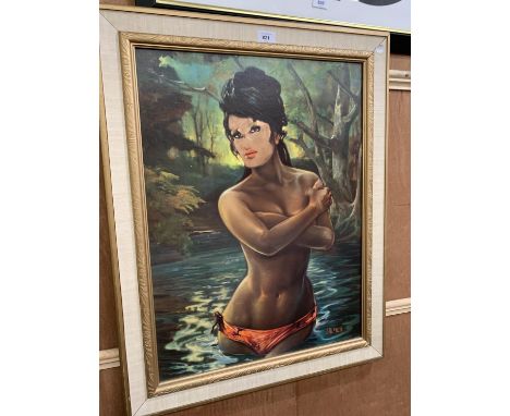 A FRAMED NUDE SPANISH LADY PRINT 