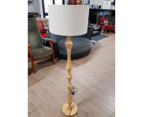 BEECH STANDARD LAMP AND CREAM SHADE