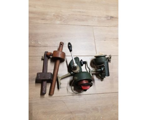 VINTAGE DAM BERLIN WEST FISHING REEL PLUS ONE OTHER REEL AND 2 MORTICE SCRIBES