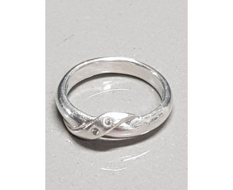 SILVER RING WITH 2 DIAMONDS SIZE L 3.1G