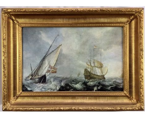 20th century maritime scene, oleograph in colours, 56x35cm