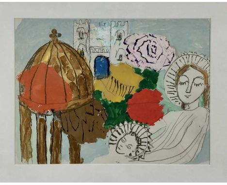 Edith Wrigley (Contemporary): mixed media, Nativity, 38.5x29cm