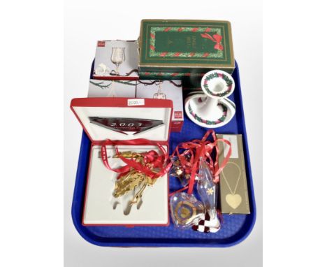 A group of Danish Christmas decorations including Holmegaard, Georg Jensen, etc.