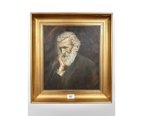 O Espen : Portrait of a gentleman with a white beard, oil on canvas, 29cm x 34cm.