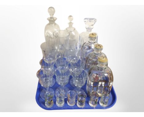 A group of Danish glasswares including Holmegaard decanters, drinking glasses, etc.