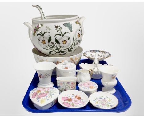 Ceramics including Portmeirion soup tureen and ladle, Wedgwood heart shaped trinket box and dishes, Minton's pedestal bowl et