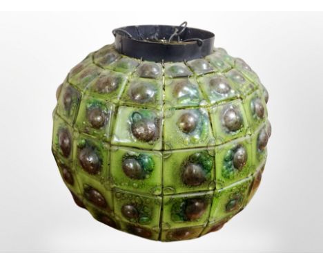 A 20th-century Scandinavian glass pendant light shade, diameter 36cm.