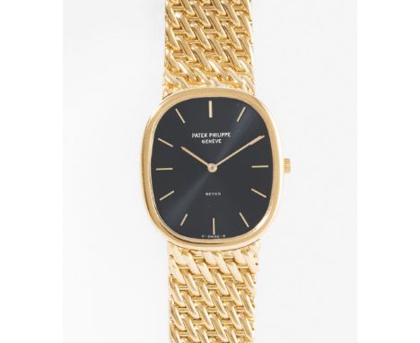 Patek Philippe "Ellipse" für Beyer, 1990er JahreRef. 3838. Gelbgold Gehäuse Nr. 2824326, 35x31 mm. Quarz Cal. E27, Werk Nr. 1