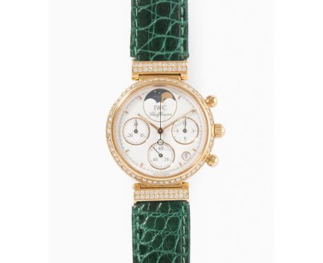 IWC "Da Vinci"Ref. 3736. 750 Gelbgold Gehäuse Nr. 2668213, 29 mm. Quarzwerk Nr. 2797406. Gehäuse und Bandattachen mit Diamant