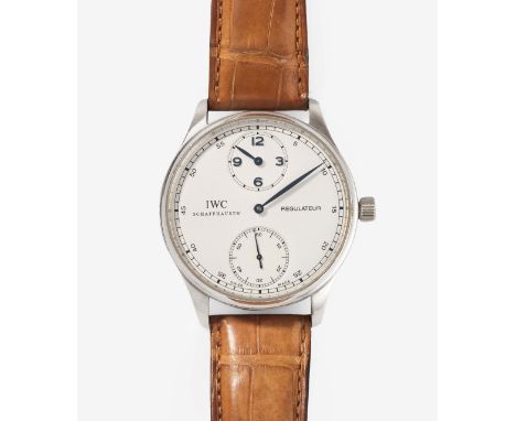 IWC "Portogieser Regulateur", um 2000Ref. 544401. Edelstahl Gehäuse Nr. 3235352, 43 mm, Sichtboden. Handaufzug Cal., Werk Nr.