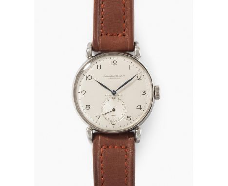 IWC Antimagnetic, um 1943Edelstahl Gehäuse Nr. 1085033, 35 mm. IWC Handaufzug Cal. 83, Werk Nr. 1065275, Incabloc, Werk vered