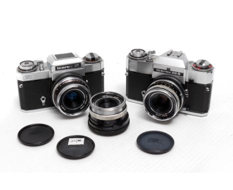 A Zeiss Ikon Icarex 35S SLR Camera, together with an Icarex 35 SLR Camera, together with an additional lens