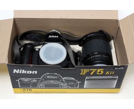 A Nikon F75 Camera, with Nikkor AF f/3.5-5.6 28-100mm lens, in makers box