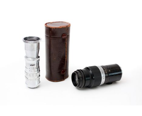 A Leitz Hektor f/4.5 135mm Lens, black, together with a Schneider Tele-Xenar f/4.5 150mm lens for Robot mount (2)