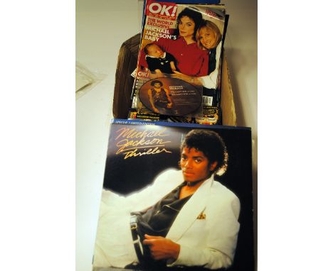 Michael Jackson, scrap book, thirty three promotional tapes, magazines, programmes, two albums and more