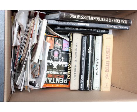 Books and literature, various volumes, some camera specific with a quantity of instruction leaflets (a lot)