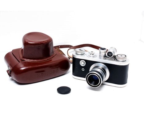 A Corfield Periflex I Camera, with Lumar-X f/3.5 50mm lens, in maker's case