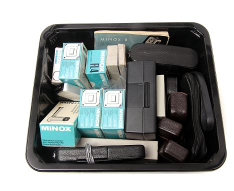 A Selection of Various Minox  Cameras & Accessories, including Minox C, 35GT, and other boxed accessories (a lot)