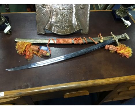 OMANI CEREMONIAL SWORD, with scabbard, 100cm long