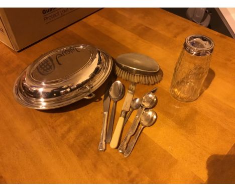 LOT OF SILVER PLATED FLATWARE, along with other silver plated items