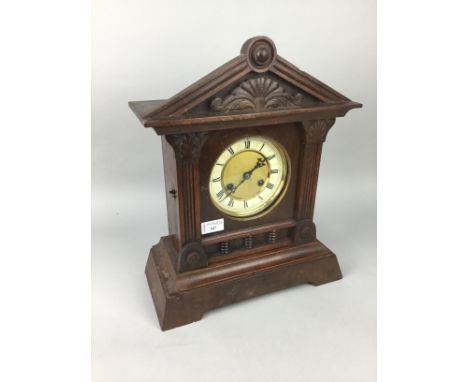 LATE VICTORIAN OAK BRACKET CLOCK, 42cm high
