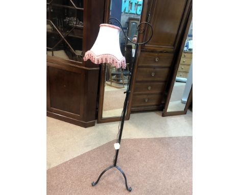 MODERN STANDARD LAMP, with pink shade, along with a marble effect table lamp and another table lamp (3)
