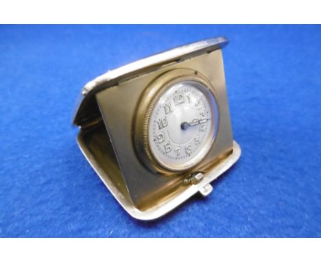9ct GOLD HALL MARKED 1929 ARTDECO ENGINE TURNED TRAVELLING CLOCK,