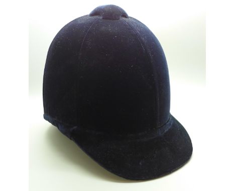 A Herbert Johnson, 38 New Bond Street, London lady's bespoke black velvet riding hat/helmet
