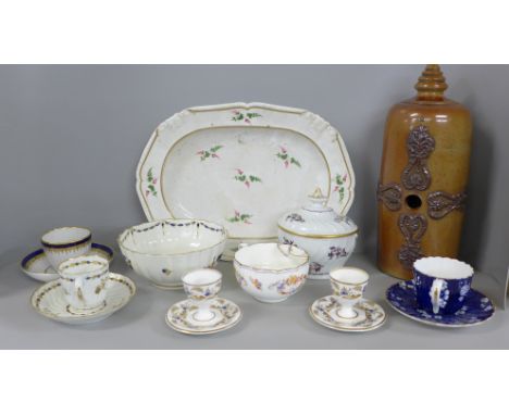 A collection of 18th and early 19th century porcelain including a Flight Barr lidded sugar basin, a pair of Bloor Derby egg c