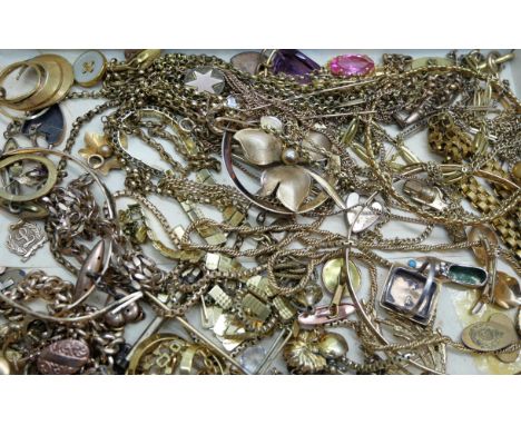 A collection of rolled gold and gold-tone jewellery including an agate set ring 