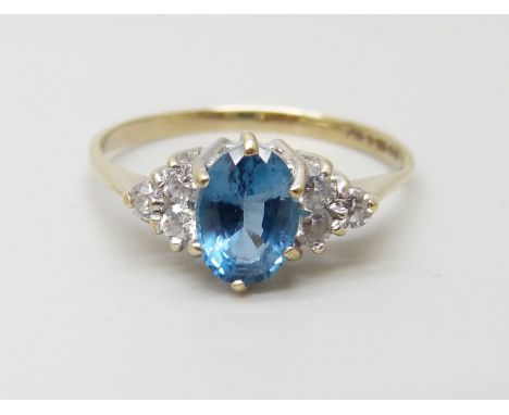 A 9ct gold, blue stone and zircon ring, 1.6g, O