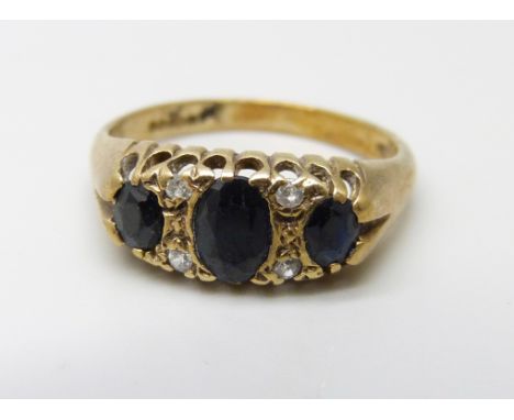 A 9ct gold stone set ring, 2.7g, N