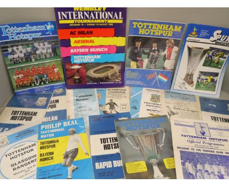 Football memorabilia; Tottenham Hotspur programmes for games against foreign opposition, Torpedo Moscow 1959, Dukla Prague 19