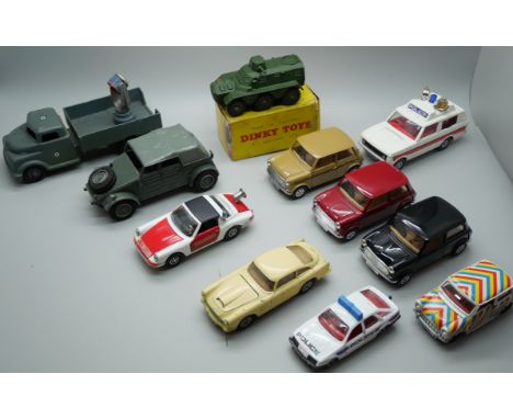 Two Dinky Toys military vehicles, 676 Armoured Personnel Carrier, Volkswagen KDF, a Lone Star lorry, other die-cast including