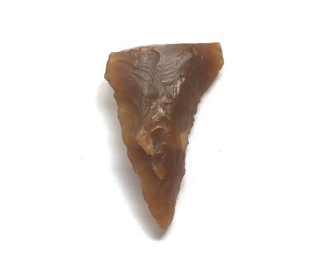 Neolithic fine, large, oblique flint arrow head, Dr M.G. Weller collection, Norfolk, 13.6g, 55mm.
