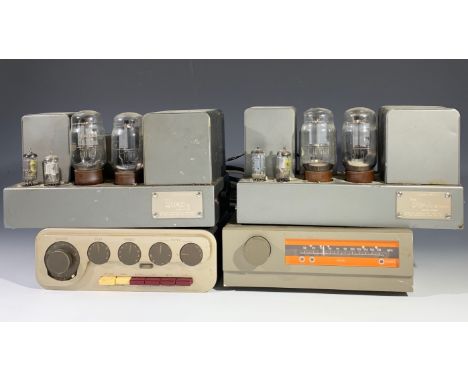 A Quad II amplifier, serial number 82756, another, serial number 69189, each width 31cm, together with an FM3 tuner and a 22 