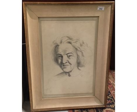 Stuart ARMFIELD (British, 20th Century) Portrait of Barbara Hepworth Pencil on paper Signed (Dimensions: 48.5 x 33cm.)(48.5 x