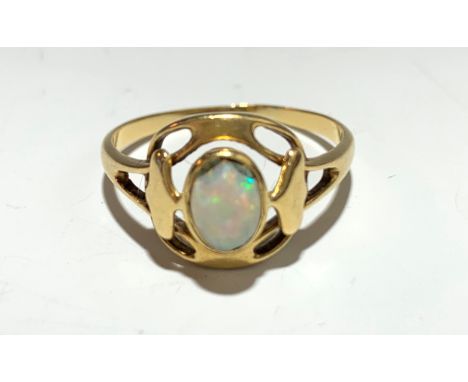 An 18ct gold Murrle Bennett opal set ring in Art Nouveau style.