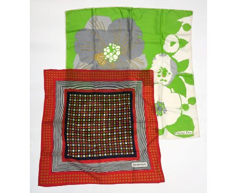 A Christian Dior silk scarf and a Yves Saint Laurent scarf (2).