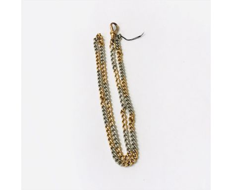 A red and white 9ct gold watch chain, 32gm.