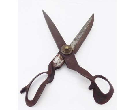 A pair of tailor's shears, the pivot point screw stamped 'R Heinish Inventor Newark N.J.USA'. (Dimensions: Length 41cm.)(Leng