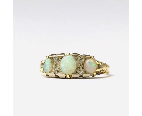 An 18ct gold Victorian style opal and diamond ring