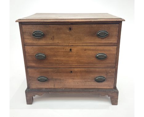 A mahogany chest of drawers, early 19th century, with three long drawers on bracket feet. (Dimensions: Height 76cm, width 80c
