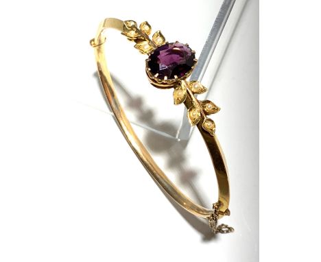 15ct Gold bangle with amethyst and pearls