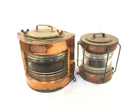 A copper ship's anchor light, by Griffiths &amp; Sons, Birmingham, No3229, height 31cm, together with a copper port lamp.