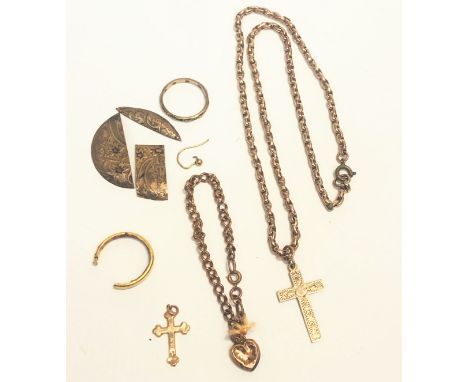 A gold cross and chain together with other gold.19gm