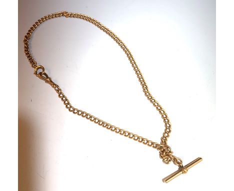 A curb link 9ct gold double Albert watch chain. 32.4gm.