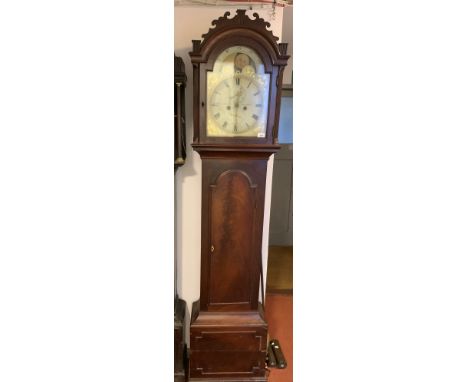 A 19th century mahogany eight day longcase clock, the painted arched rolling moon dial signed 'S.N:Ashall, Marden', with two 